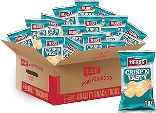 HERR'S Crisp 'N Tasty Potato Chips, 1 Ounce (Pack of 42 Bags) – Light and Crispy Classic Potato Chips – Perfect for Packed Lunches