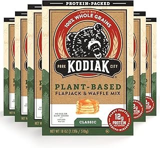 Kodiak Cakes Plant-Based Classic Flapjack & Waffle Mix, 18 Oz, (Pack of 6)