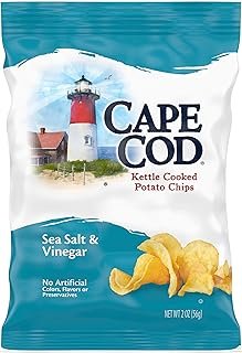 Cape Cod Potato Chips, Sea Salt and Vinegar Kettle Chips, 2 Oz (Pack of 6)