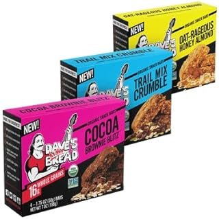 Dave's Killer Bread Organic Snack Bars Variety Pack, 1 Cocoa Brownie Blitz, 1 Trail Mix Crumble, 1 Oat-Rageous Honey Almond (3-Pack)