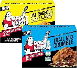 Dave's Killer Bread Organic Snack Bars, Variety Pack (1 Trail Mix Crumble, 1 Oat-Rageous Honey Almond) Pack of 2