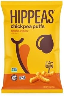 HIPPEAS Organic Nacho Vibes Chickpea Puffs, Vegan, 4 Ounces (Pack Of 12)