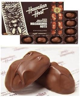 Hawaiian Host Chocolate Covered MACADAMIA NUTS BOX NET WT 8 OZ (226 g)