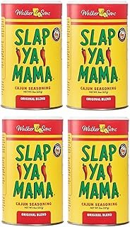 SLAP YA MAMA Original Blend Cajun Seasoning - 8 oz Can, Pack of 4, All Natural, MSG Free, Kosher - Authentic Louisiana Flavor