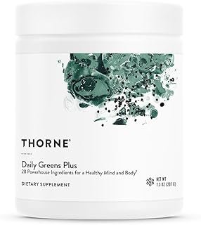 THORNE Daily Greens Plus - Comprehensive Greens Powder with Matcha, Spirulina, Moringa and Adaptogen, Mushroom and Antioxidant Blends - Refreshing, Mint Flavor 7.2 Oz - 30 Servings