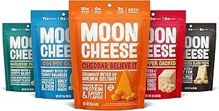 Moon Cheese Bites Bundle, Cheddar, White Cheddar, Parm, Gouda & Get Pepper Jacked, 2-Ounce, 5-Pack, Lunch or Snack