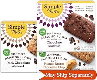 Simple Mills Almond Flour Snack Bars (Chocolate Brownie, Dark Chocolate Almond, & Peanut Butter Chocolate Chip) - Gluten Free, Organic Coconut Oil, Breakfast Bars, Healthy Snacks, 6 Ounce (Pack of 3)