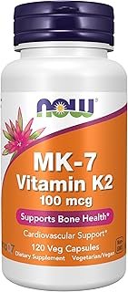 NOW Foods Supplements, MK-7 Vitamin K-2 100 mcg, Cardiovascular Support*, Supports Bone Health*, 120 Veg Capsules