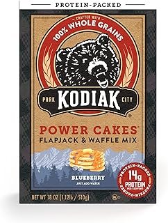 Kodiak Cakes Power Cakes, Pancake & Waffle Mix, Blueberry, High Protein,100% Whole Grains (Pack of 1), 18 Ounce