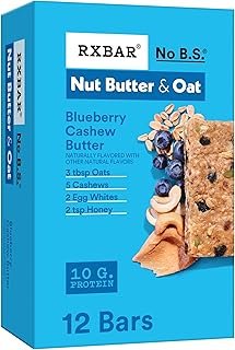 RXBAR Nut Butter and Oat Protein Bars, Protein Snacks, Snack Bars, Blueberry Cashew Butter, 23.2oz Box (12 Bars)