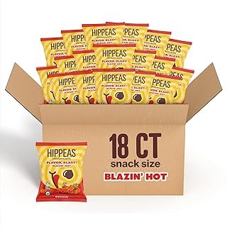 HIPPEAS Chickpea Puffs, Flavor Blast: Blazin' Hot, 0.75 Ounce (Pack of 18), 3g Protein, 2g Fiber, Vegan, Gluten-Free, Crunchy, Plant Protein Snacks