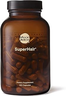 Moon Juice SuperHair - Bottle (120 Capsules) - Hair Growth Vitamins - Multivitamins & Organic Ashwagandha - Reusable Glass Bottle - 3rd Party Tested - 100% Traceable - Vegan, Gluten Free, Non GMO