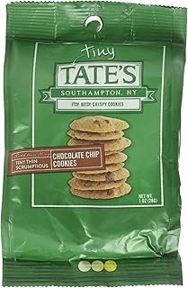 Tate's Bake Shop Tiny Tate's Bite Size Chocolate Chip Cookies (Each bag contains 10 -12 bite size cookies, Six 1oz Bags) Pack of 6