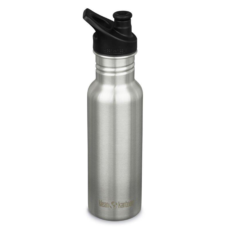 Klean Kanteen Classic Narrow Water Bottle with Sport Cap - Durable Stainless Steel Water Bottle - BPA-Free & Dishwasher-Safe - Brushed Stainless, 18 oz