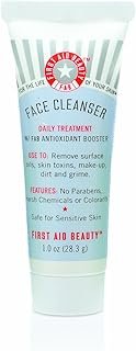First Aid Beauty Pure Skin Face Cleanser, Effectively Removes Makeup, Dirt, and Impurities, Gentle Cleanser Leaves Skin Soft & Supple, Safe for Sensitive Skin, Fragrance Free, 1 oz