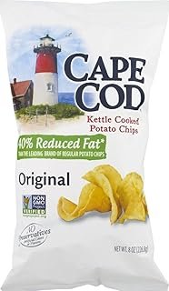 Cape Cod Kettle Cooked Potato Chips- Satisfying, All Natural and Kettle Cooked 8 oz. Bags (40% Reduced Fat, 3 Bags)