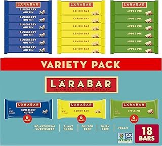 LARABAR Fruit & Nut Bars Variety Pack 18 Count (1.6 oz Each), Blueberry Muffin Lemon Apple Pie, Vegan Gluten Free Dairy Free Plant Based, Granola Snack Bars Breakfast Snacks For Adults