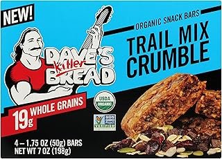Dave's Killer Bread Organic Snack Bar, Trail Mix Crumble, 19g Whole Grains, No Artificial Ingredients or Preservatives, Kosher, USDA Certified Organic, Non-GMO, 4 Count, 7 Ounce (Pack of 6)