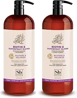 Soapbox Biotin & Superfruit Shampoo & Conditioner Set with Vegan Collagen, Aloe and Shea Butter, Harsh Sulfate Free, Paraben & Silicone Free, 1 Liter Each (Pack of 2)