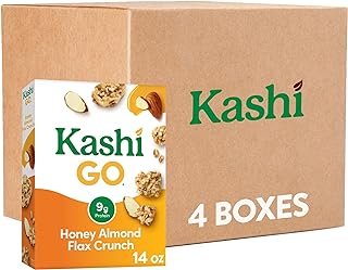 Kashi GO Breakfast Cereal, Family Breakfast, Fiber Cereal, Honey Almond Flax Crunch (4 Boxes)