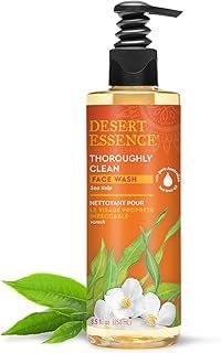 Desert Essence Thoroughly Clean Face Wash with Sea Kelp, Tea Tree Oil, Nourishing Castile Soap, Coconut Oil & More - Gently Remove Dirt & Impurities Without Drying Skin - Vegan, Sulfate Free - 8.5oz