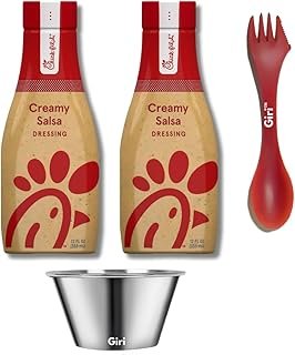 Chick-fil-A Creamy Salsa Salad Dressing, 12 oz (2-pack) Bundle with Giri Plastic Spork and Stainless Steel Condiment Cup (3 Items)