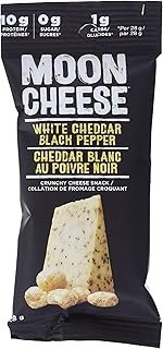 Moon Cheese Bites, White Chedda Black Peppa, 1-Ounce 12-Pack, 100% Real Cheese, Protein, Keto, After-School or Lunch Snack