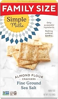 Simple Mills Almond Flour Crackers, Family Size, Fine Ground Sea Salt - Gluten Free, Vegan, Healthy Snacks, 7 Ounce (Pack of 1)