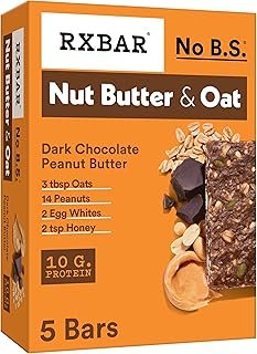 RXBAR Nut Butter and Oat Protein Bars, Protein Snacks, Snack Bars, Dark Chocolate Peanut Butter, 9.7oz Box (5 Bars)