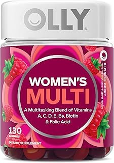 OLLY Women's Daily Multivitamin Gummy, Vitamins A, D, C, E, Biotin, Folic Acid, Adult Chewable Vitamin, Berry Flavor, 65 Day Supply - 130 Count