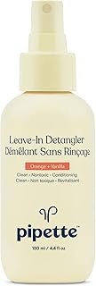 Pipette Leave-In Hair Detangler - Silicone-free Kids Detangling Spray - 100% Plant-Derived Nourishing Squalane - Orange + Vanilla Aroma, ALL Hair Types & Textures, 4.4 fl oz