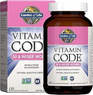 Garden of Life Multivitamin for Women 50 & Over, Vitamin Code Women 50 & Wiser Multi - 120 Capsules, Vitamins for 50 Plus with B Vitamins, Vitamins A, C, D3, E & K, CoQ10, Probiotics & Enzymes