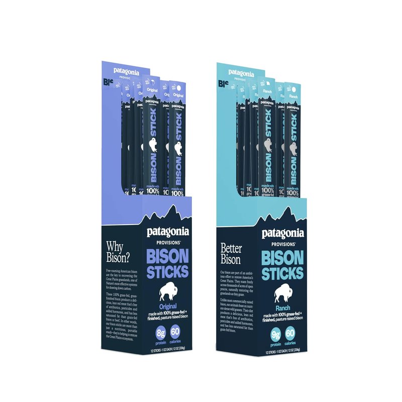 Patagonia Provisions Bison Sticks 24-Pack - Original, Ranch - Responsibly Sourced, Healthy High Protein Snack