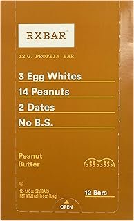 RXBAR Peanut Butter Protein Bar, 0.125 Ounce (Pack of 12)