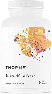 THORNE Betaine HCL & Pepsin - Digestive Enzymes for Protein Breakdown and Absorption* - 225 Capsules