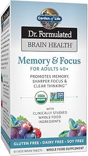 Garden of Life Dr. Formulated Organic Brain Health Memory & Focus for Adults 40+ 60 Tablets