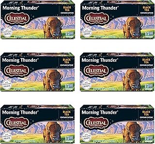 Celestial Seasonings Morning Thunder Black Tea, Caffeinated, 20 Tea Bags Box (Pack of 6)