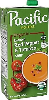 Pacific Foods Organic Roasted Red Pepper and Tomato Soup, 32 oz Carton
