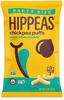 HIPPEAS Organic Vegan White Cheddar Flavored Chickpea Puffs, Gluten Free, 8 Ounces (Pack Of 6)