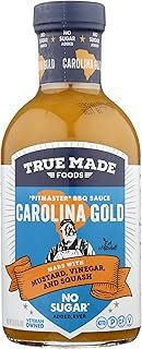 True Made Foods Carolina Gold BBQ Sauce, No Sugar Added, No Preservatives, Vegan, Paleo Friendly, Gluten Free, 18 Ounce (Pack of 6)