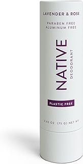 Native Plastic Free Deodorant | Natural Deodorant for Women and Men, Aluminum Free with Baking Soda, Probiotics, Coconut Oil and Shea Butter | Lavender & Rose