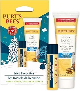 Burt's Bees Hive Favorites Gift Set, Vanilla Bean Lip Balm and Milk and Honey Body Lotion, Natural Origin Skin Care and Lip Care, 0.15 oz./1 oz.