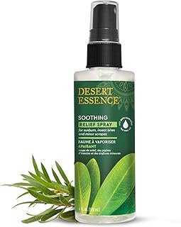 Desert Essence Relief Spray - 4 Fl Oz - Antiseptic Eco-Harvest Tea Tree Oil & Other Essential Oils - Natural First Aid - Minor Burns - Sunburn - Insect Bites - Scrapes - May Comfort Aching Feet