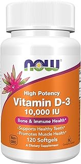 NOW Foods Supplements, Vitamin D-3 10,000 IU, Highest Potency, Structural Support*, 120 Softgels