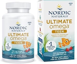 Nordic Naturals Ultimate Omega 2X Teen, Strawberry - 60 Mini Soft Gels - 1120 mg Total Omega-3s with EPA & DHA - Brain Health, Positive Mood, Social Development, Learning - Non-GMO - 30 Servings