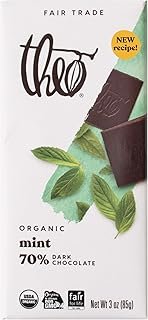 THEO Chocolate Mint Organic Dark Chocolate Bar, 70% Cacao, 6 Pack | Vegan, Fair Trade