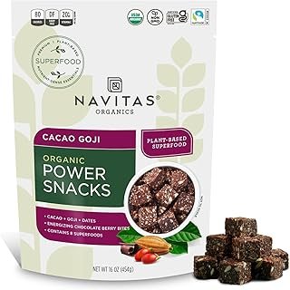 Navitas Organics Superfood Power Snacks, Cacao Goji, 16 oz. Bag, 23 Servings - Organic, Non-GMO, Gluten-Free