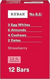 RXBAR Protein Bars, 12g Protein, Gluten Free Snacks, Strawberry, 22oz Box (12 Bars)
