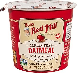 Bob's Red Mill GF Oatmeal Cup, Apple & Cinnamon, 2.36 Ounce Cup (Pack of 1) - Non-GMO, Whole Grain, Kosher