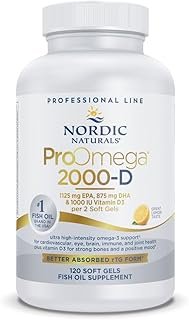 Nordic Naturals ProOmega 2000-D, Lemon Flavor - 120 Soft Gels - 2150 mg Omega-3 + 1000 IU D3 - Ultra High-Potency Fish Oil - EPA & DHA - Brain, Heart, & Immune Health - Non-GMO - 60 Servings